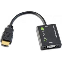 Techly IDATA HDMI-VGA2 HDMI VGA (D-Sub) Zwart video kabel adapter