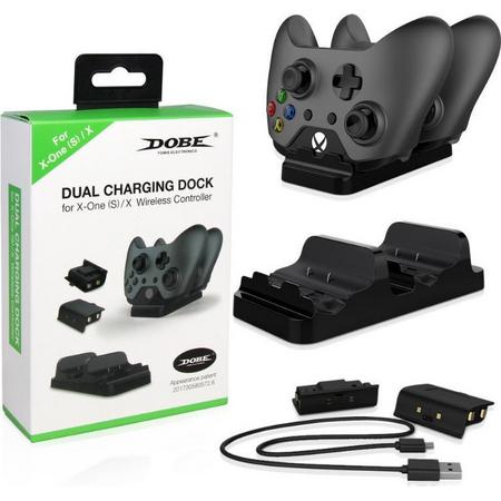 Dual charging dock Xbox one X / Xbox one S. Oplaadstation controllers Xbox one X /  Xbox one S. Inclusief battery pack.