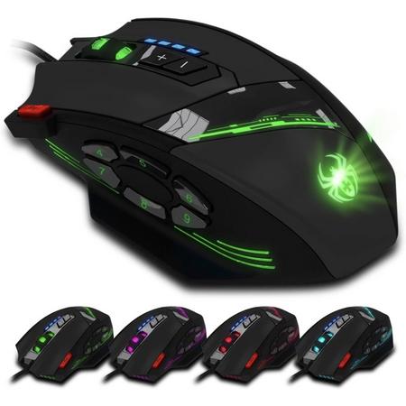 Technite Spider Elite Tournament Edition - Optische Gaming Muis - Backlight - 9 Instelbare knoppen - DPI Custom Instelbaar