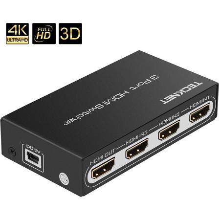 TeckNet 4K HDMI Switch 3 poort HDMI Auto Switcher Box Support 4K 3D 1080P voor PS3, PS4, Laptop, PC, Xbox One, Blu-ray Player, DVD Speler, TV en meer