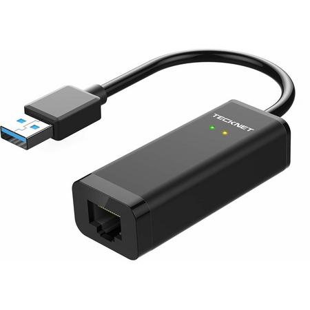 Tecknet USB naar Internet / Ethernet LAN Netwerk adapter - USB 3.0 ondersteund - Zwart