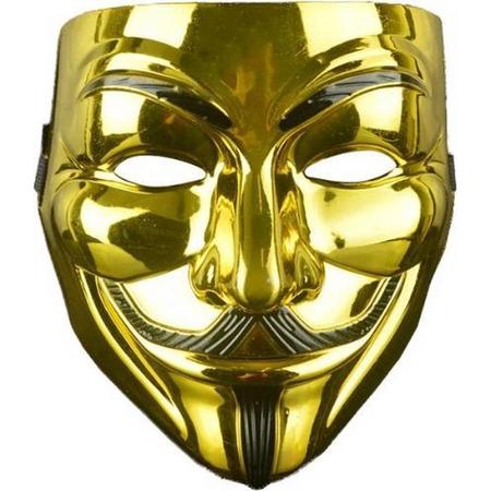 Anonymous Masker - Goud - Vendetta - Guy Fawkes - Mask - Leuk voor Halloween - Verkleedpartijtje - 2 Stuks