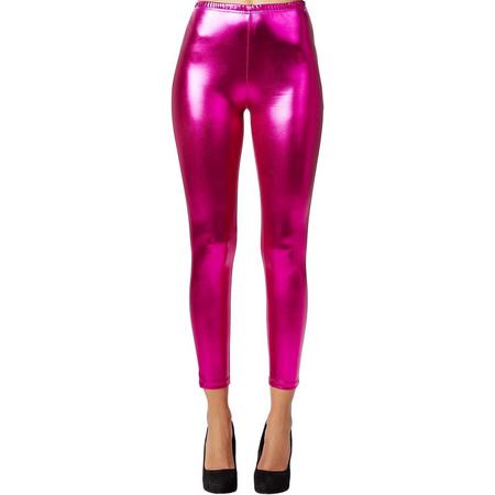dressforfun - Metallic legging pink XXL -  verkleedkleding kostuum halloween verkleden feestkleding carnavalskleding carnaval feestkledij partykleding - 303616