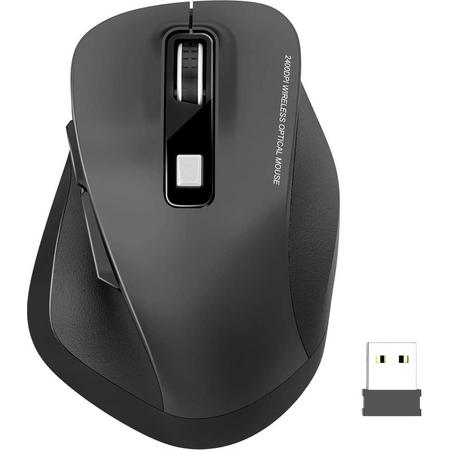 Draadloos computermuis, 2,4 G draadloze muis, ergonomische muis 2400 dpi met USB nano-ontvanger, 6 knoppen, voor pc/tablet/laptop en Windows/Mac/Linux, Office Home