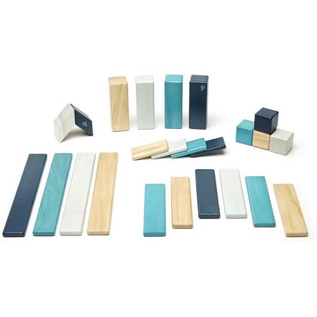 24 PieceTegu Magnetic Wooden Block Set Blues