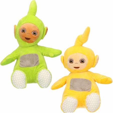 Set van 2x pluche Teletubbies speelgoed knuffels Dipsy en Laa-Laa 34 cm