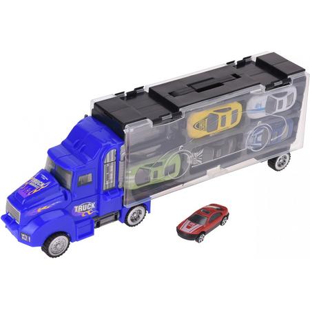 Tender Toys Autotransporter Blauw 33 Cm