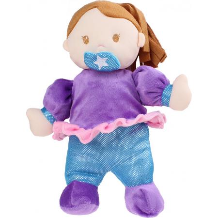 Tender Toys Knuffel Baby Doll 28 Cm Paars/blauw