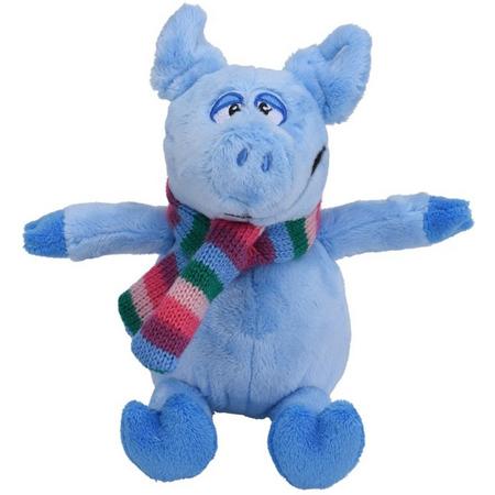 Tender Toys Knuffelvarken Met Sjaal 19 Cm Blauw