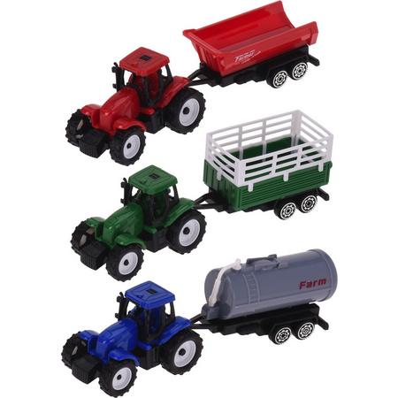 Tender Toys Tractors Met Trailer 16 Cm 3 Stuks