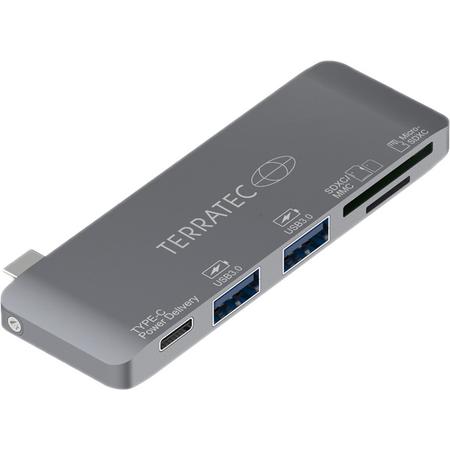 Terratec Connect C7 USB-C Dock, 2 x USB 3.0, USB-C PD 100W, MicroSD/SD kaartlezer spacegrijs