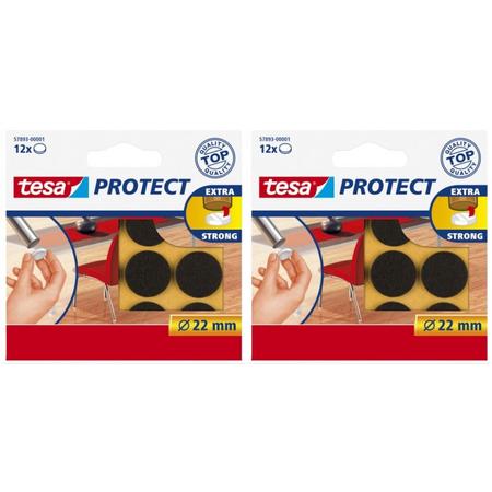Tesa protect vilt bruin - rond - zelfklevend - beschermend - 22 mm - 2 x 12 stuks