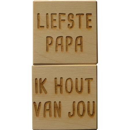 Vaderdag Cadeau  - Liefste Papa Ik Hout Van Jou - Houtenblokken - Duurzaam - Mannen Cadeau Papa