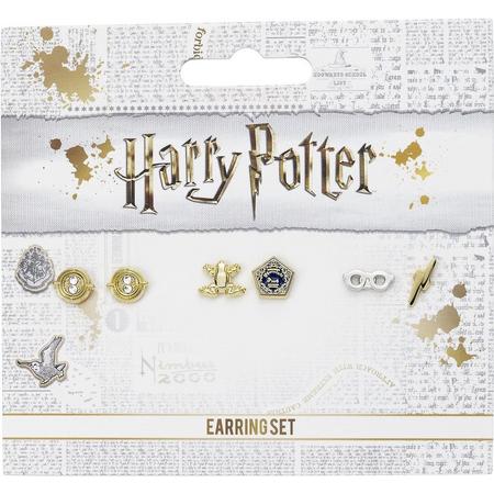 Harry Potter Time Turner, Chocolat Frog and glasses and bolt Stud Earrings Set / Oorbellen set