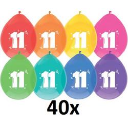 40 x Ballonnen - 11 jaar - assorti kleuren