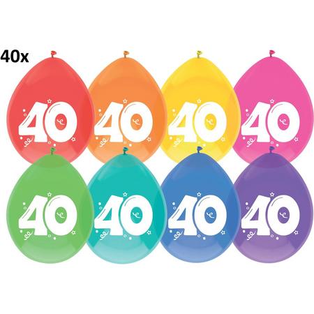 40 x Ballonnen - 40 jaar - multi/wit