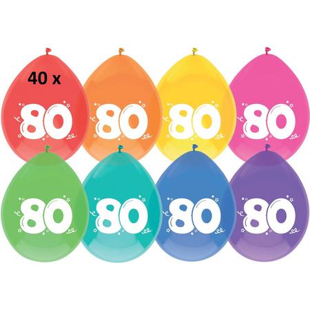 40 x Ballonnen - 80 jaar - multi/wit