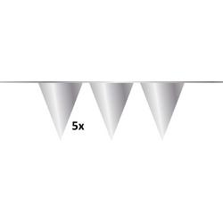 5x vlaggenlijn - zilver - 10 m