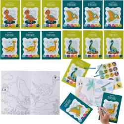THE TWIDDLERS 12 Kleurboeken voor Kinderen (A5-Formaat), 48 Krijtjes & 12 Stickervellen - Dinosaurussen - Bruiloften, Verjaardagen, Uitdeelcadeautjes, Traktaties