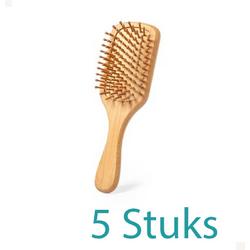5 Stuks! - Bamboe borstels - Kan eventueel gegraveerd of bedrukt worden met naam of logo - Ideaal als uitdeelcadeau/gadget