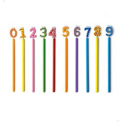 Set van 10 potloden met de cijfers 0 tem 9 - Uitdeelcadeautjes