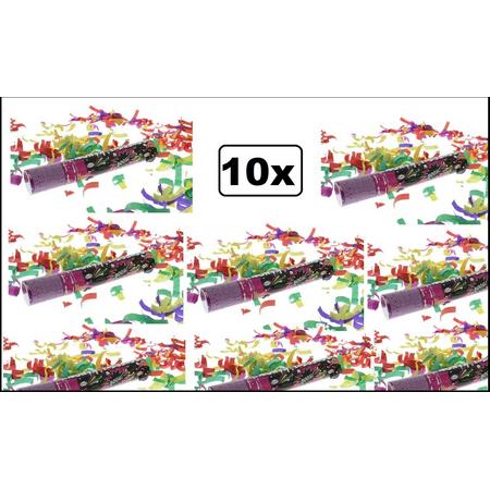 10x Carnaval confetti kanon - Carnaval optocht shooter party popper thema feest festival  confettie
