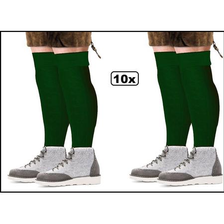10x Paar Tiroler sokken lang groen mt.43-46