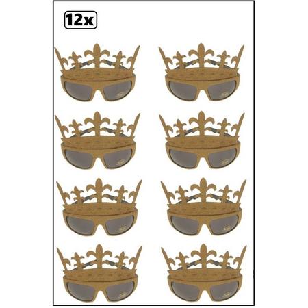 12x Bril glittergoud queens