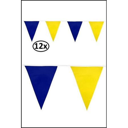 12x Vlaggenlijn blauw/geel 10 meter
