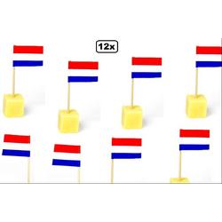 12x Vlagprikker Nederland - Holland cocktail prikker vlag Nederland