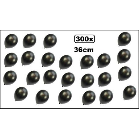 300x Super kwaliteit ballonnen metallic zwart 36cm