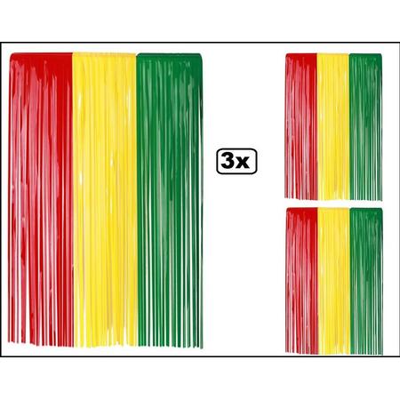 3x PVC deurgordijn rood/geel/groen 100 x 180 cm. BRANDVEILIG