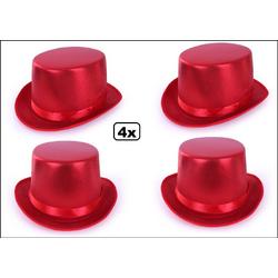 4x Hoge hoed metallic rood