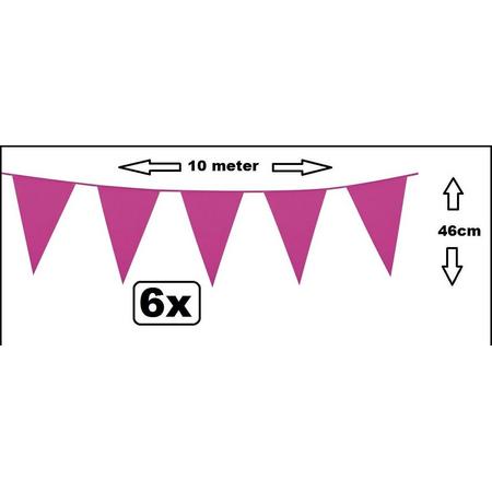 6x Reuzevlaggenlijn 46cm pink 10 meter