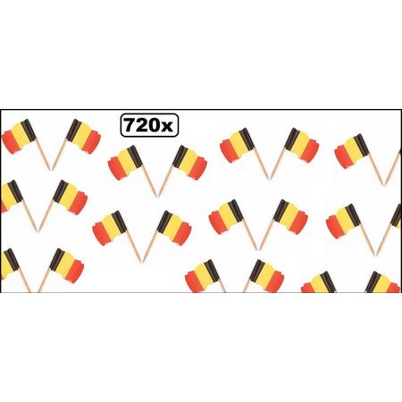 720x Cocktailprikker wapperende vlag Belgie