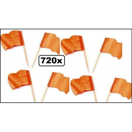 720x Cocktailprikkers oranje vlag wapperend