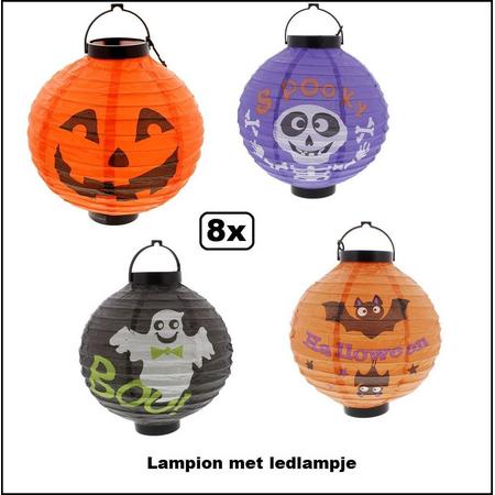 8x Halloween led hang lampion assortie