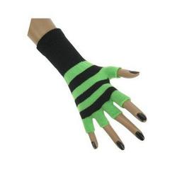 Vingerloze handschoen fluor gestreept groen / zwart