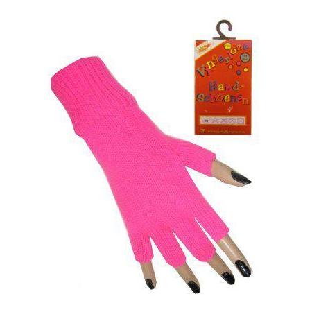 Vingerloze handschoen fluor roze