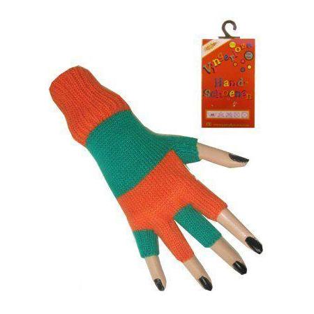 Vingerloze handschoen oranje - groen