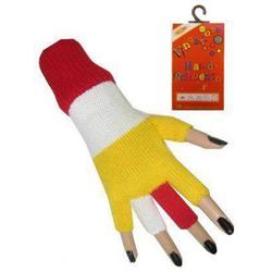 Vingerloze handschoen rood - wit - geel