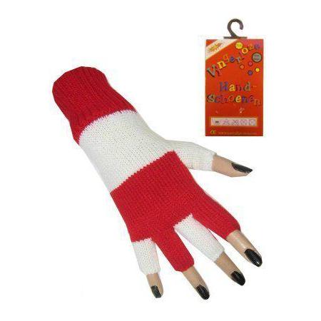 Vingerloze handschoen rood - wit