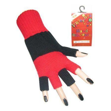 Vingerloze handschoen zwart - rood
