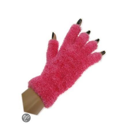 Vingerloze handschoenen fluffy roze