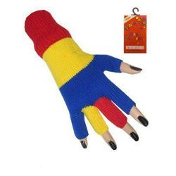 Vingerloze handschoenen rood - geel - blauw