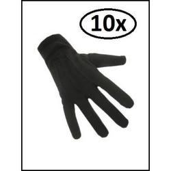 10x Handschoenen katoen kort zwart luxe (Piet) mt.L