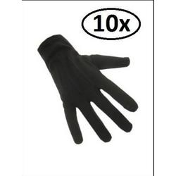 10x Handschoenen katoen kort zwart luxe (Piet) mt.XXL