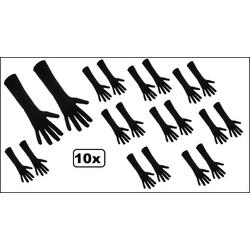 10x Paar handschoenen stretch zwart 37 cm mt.S/mt.M