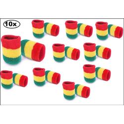 10x Polsbandjes rood/geel/groen