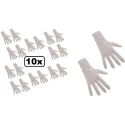 10x Witte handschoenen katoen de luxe mt.S